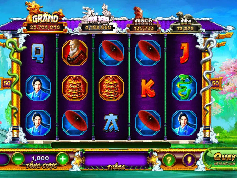 Giao diện tuyệt đẹp của slot game Thanh Xà Bạch Xà V9Bet